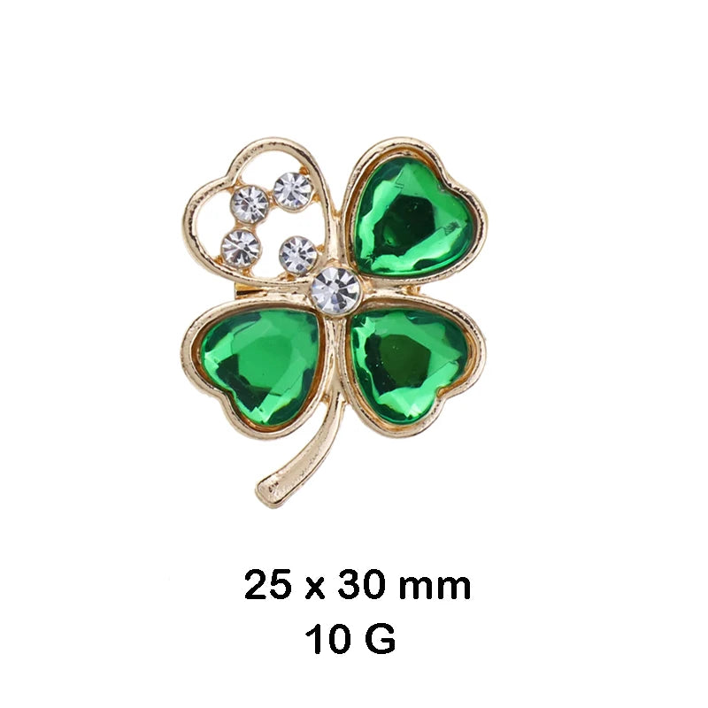 WEIMANJINGDIAN Brand Green Four Leave Clover Irish Shamrock Lucky Crystal Brooches and Lapel Pins Collections