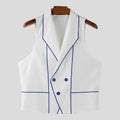 INCERUN Men Vests Printing Color-block Lapel Sleeveless Button Casual Male Waistcoats Streetwear 2025 Fashion Leisure Vests Men