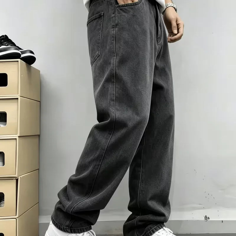 Men's Loose Fit Jeans - Streetwear Cargo Pants with Functional Pockets, Non - Stretch Denim for Everyday & - View 5 | SAMAG