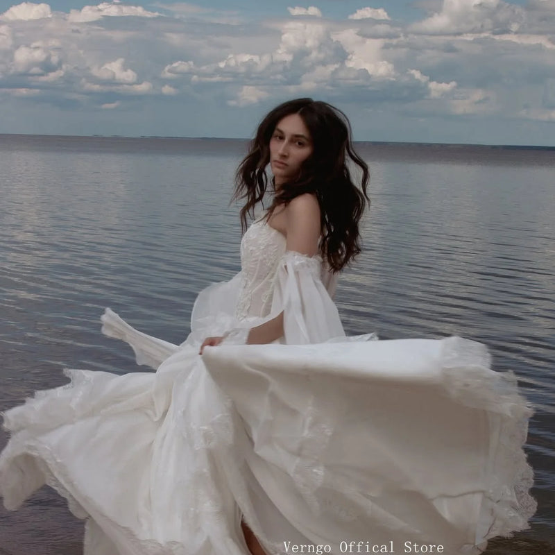 Verngo Princess Appliques Bridal Gowns Strapless A Line - View 2 | SAMAG