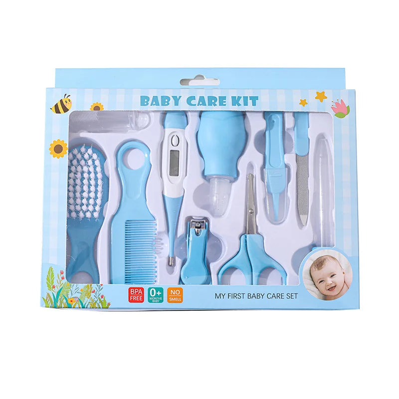 7-in-1 Baby Care Kit: Newborn Grooming Set (Nail Clippers/Brush/Thermometer) for Infant (Pink/Blue)