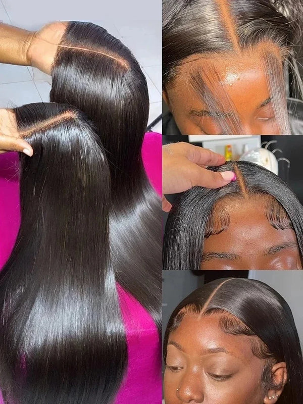 220 Density 360 13x4 Lace Front Wig For Black Women 40 46 Inch Lace Front Human Hair Wig 13x6 Transparent Bone Straight Lace Wig