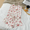 FINETOO 2Pcs Satin Pajama Set for Women Sleepwear Sexy Strap Vest Top Shorts Nightwear Pijamas Sexy Sleep Shorts Set Sleepwear