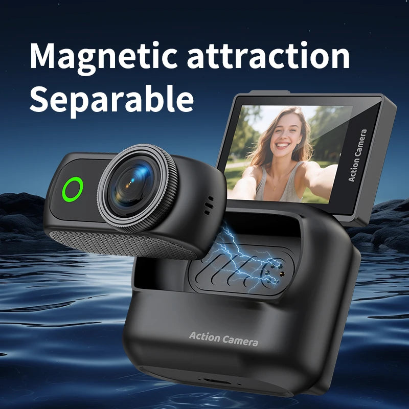 ANSVICAM 4K Mini POV Magnetic Sports Camera Anti-shake Portable Vlogging Camera with Charging Case Wearable Body Thumb Cameras