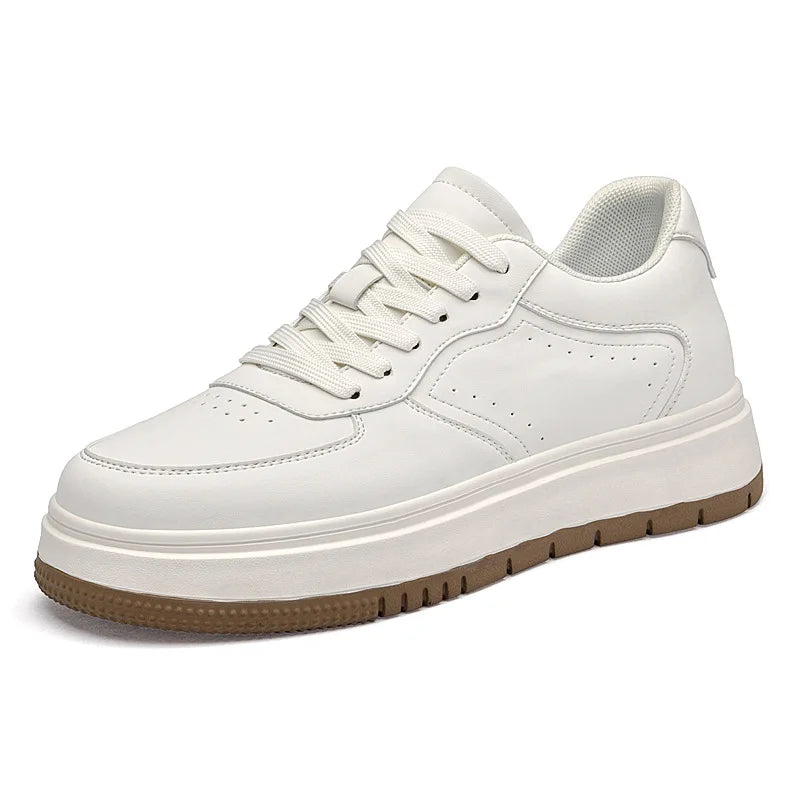 Men's Invisible Height Increasing Elevator Shoes Lace-up Sporty White Sneakers 8/10cm Taller Size Plus Invisible Elevate Shoes