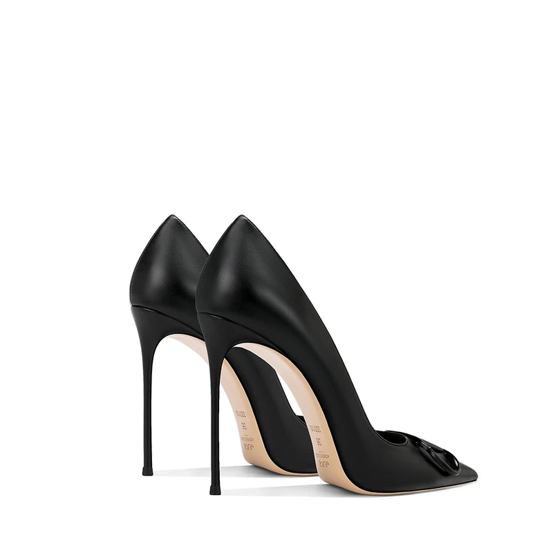 Leather Black Fashion Stiletto High Heels Women's 2025 New Pointed Shallow Mouth Single Shoes