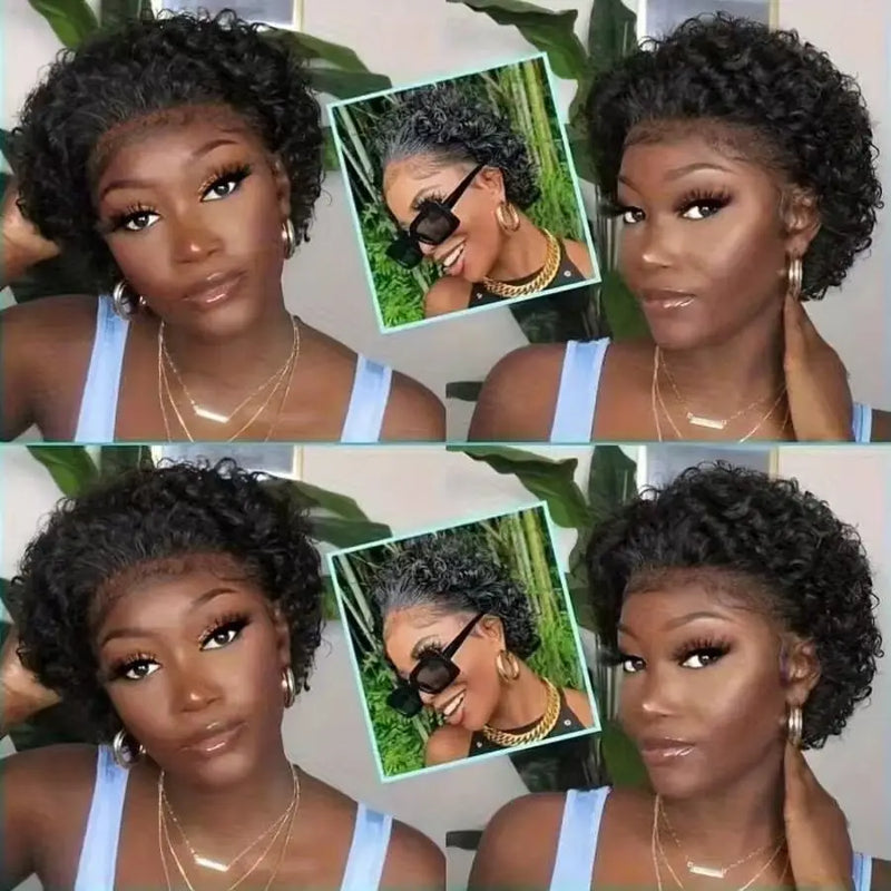 Pixie Cut perruque Short Curly Human Hair Wigs perruque bresillienne Cheap Remy Hair 13X1 Transparent Lace Wigs For Women Sale