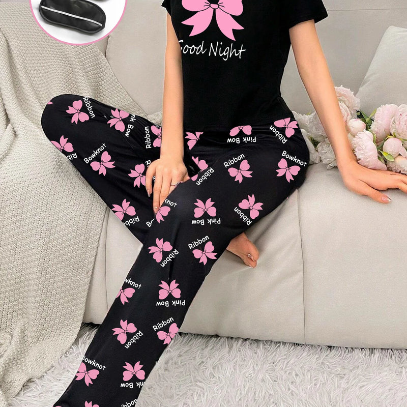 Women's new style bow print short-sleeved trousers | SAMAG