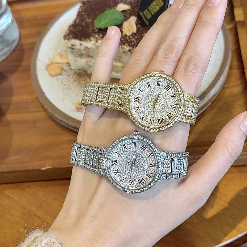 Women Fashion Shining Rhinestone Watch Brand Quartz Bracelet Watches Zircon Crystal Elegant Wristwatch Clock Friend Girls Gifts