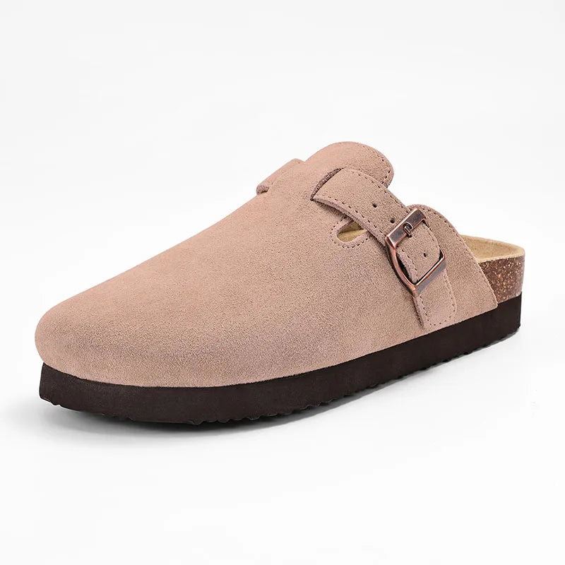 Litfun Classic Cork Clogs For Women Men Genuine Summer Clogs with Arch Support Cork Leather Home Mules Shoes Thick Beach Sandals