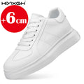 New men's leather elevator shoes 6 cm 8 cm invisible height increase white black sneakers leather height increase casual shoes