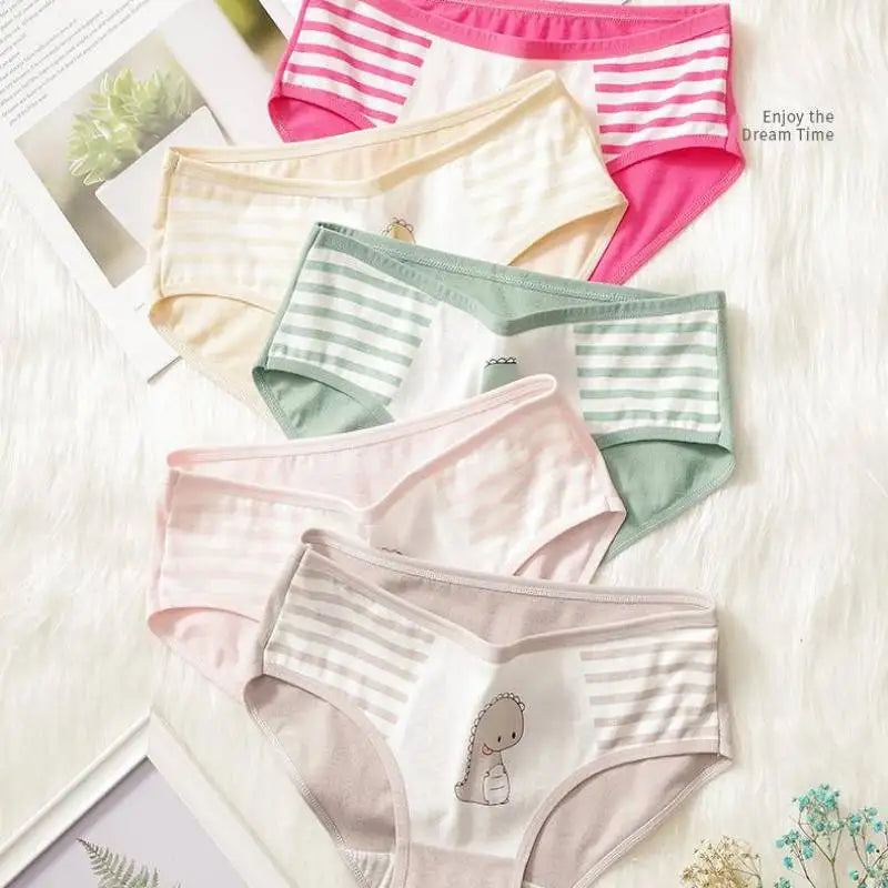 5Pcs/set Cotton Underwear Cute Cartoon Cat Panties for Woman Girl Soft Pantys Plus Size Breathable Briefs Female Sexy Lingerie