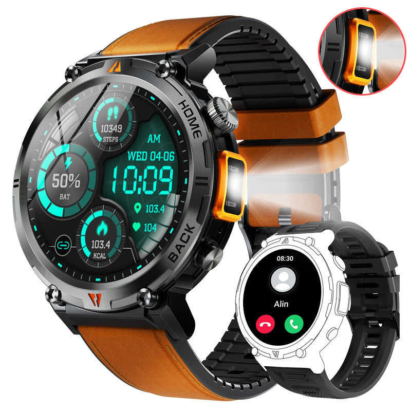 EIGIIS KE3 2025 New Bluetooth Call Smartwatch for Men Full Touch Screen with Health Monitor Heart Rate Flashlight Smart Watch
