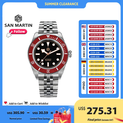 San Martin 40mm BB Men Watch Luxury Sport Diver Fly Clasp NH35 Automatic Mechanical Man Watches Jubilee BGW - 9 20Bar | SAMAG