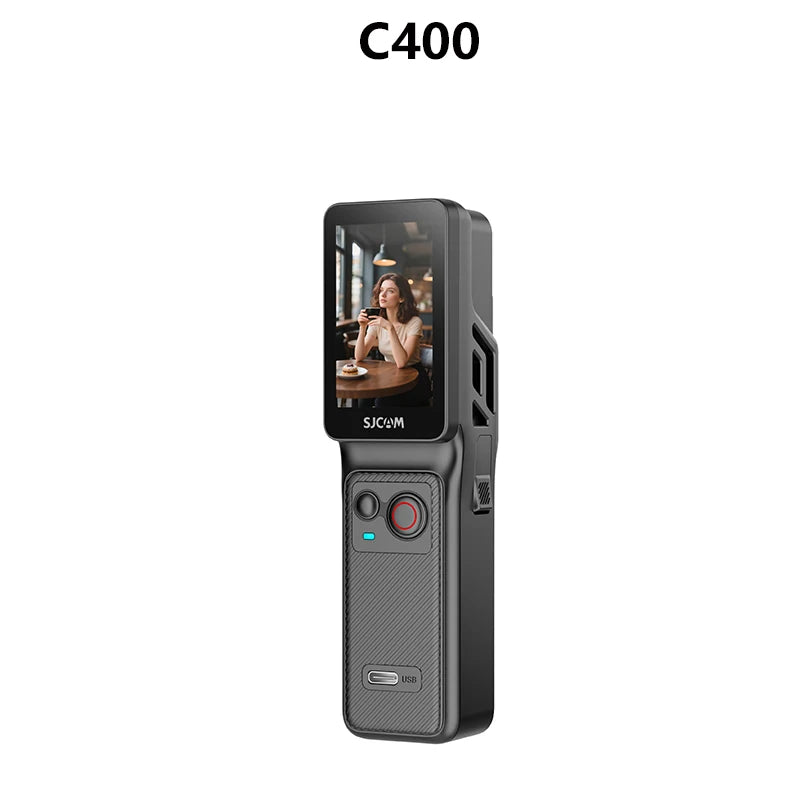 SJCAM C400 Action Camera Combo Best Sport DV Video 4K 7H Battery Life Dual Touch Screen Vlog Camera with Accessory Kits Gifts