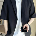 Korean Style Plus Size Men's 3 Piece Suit Set Short Sleeve Blazer Summer Lightweight Comfortable