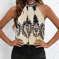 Women's Vest Tank Top Spring Summer Beige Black Paisley Lace Print Halter Neck Sleeveless Loose Basic Casual Daily Fashion Top