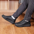 Fitville Men'S Slip-On Shoes Wide Width Leather Casual Shoes Lightweight For Swollen Feet With Arch Support Pain Relief