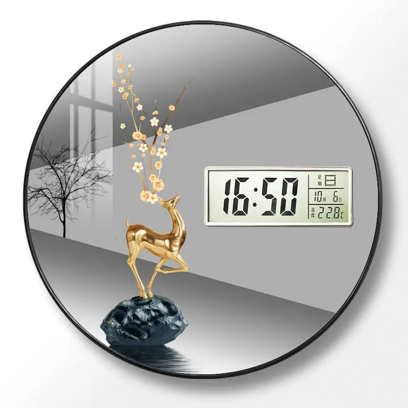 Modern wall clock for living room, home use, creative, silent, drill-free wall-mounted decorative painting electronic clock