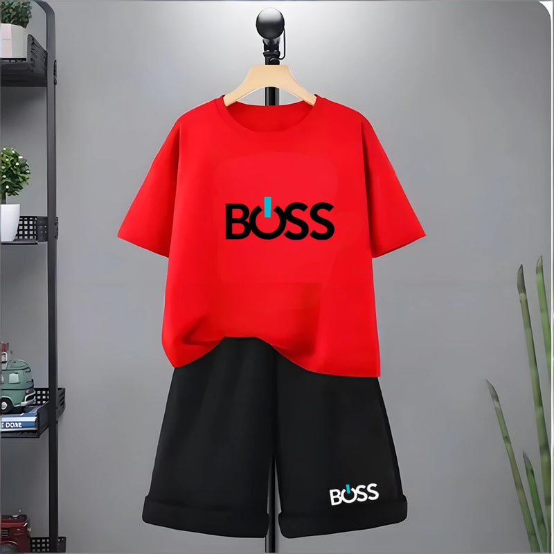 Kids Tshirt Summer 3-12 Years Letter Fashion T-shirt Boys Girls Toddler Short-sleeved+Shorts Casual Cool Sports Set clothing