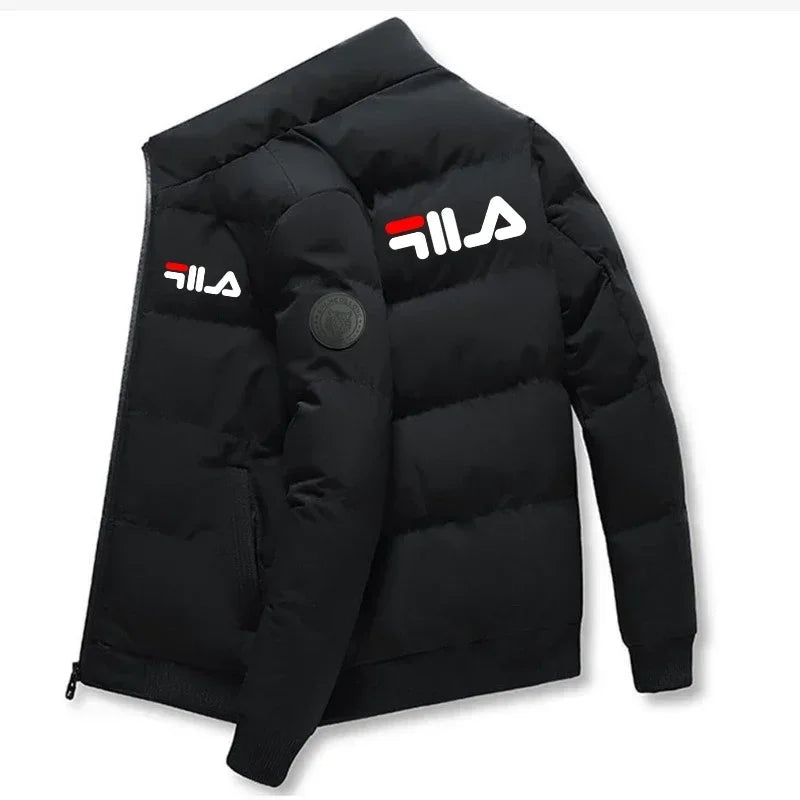 2026 Autumn Winter Men's Thick Warm Jacket Fashion Printed Windproof Coat Casual Zip Up Outerwear Male Parkas M-5XL