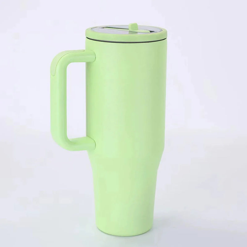 40oz Stainless Steel Thermos Cup with Straw Portable Car Cup Large Capacity Travel Mug Cup Water bottle 1200ml Coffee Mugs