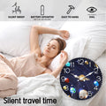 Wooden Wall Clock with Universe and Planet Motifs, 10-14inch Silent Wall Clocks, Aa Battery Powered, Suitable for Living Room, Bedroom, Office, Valentine's Day, Carnival, Ramadan, (Battery Not Included)