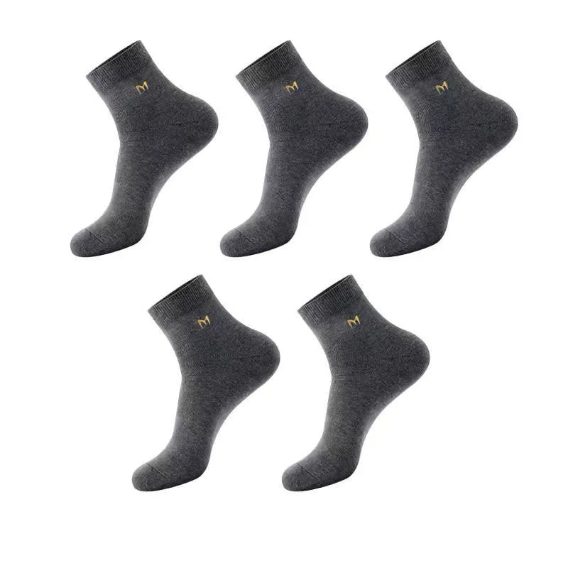5 Pairs Men's Solid Color Mid Tube Socks Antibacterial | SAMAG