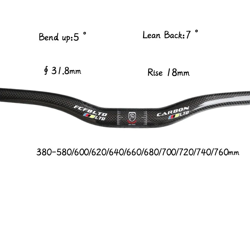 Carbon handlebar MTB Flat Or Rise 31.8*380 - 760mm matte - View 4 | SAMAG