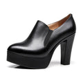 high quality leather shoe for women 8cm 11cm high heel platform point toe 32 33 34 elegant office autumn winter shoe black