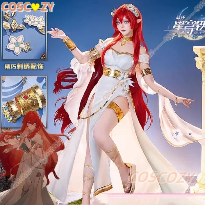 Honkai Star Rail Tribios Cosplay Costume Tribios Red Wig Holy Maiden of Janusopolis Amphoreus Women Girls Convention Outfits