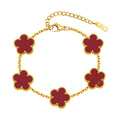 18K Gold Plated Floral Bracelets, Stainless Steel Charm Bracelet Non-Tarnish, Adjustable Lucky Chain Set Trendy Gift