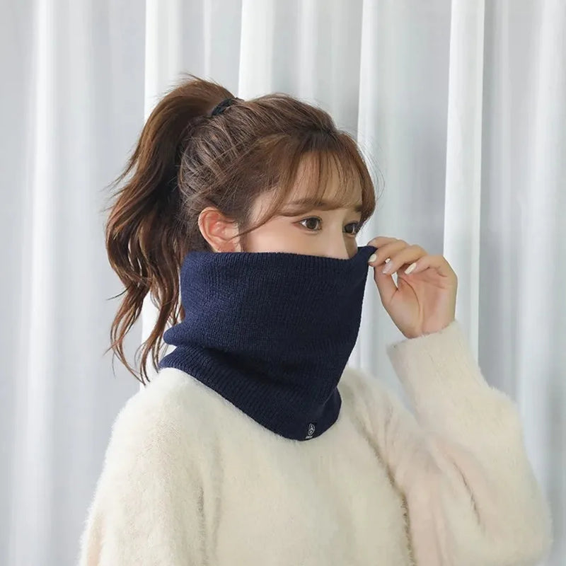 Winter Warm Knitted Neck Scarf for Women Men Plush Full Mask Outdoor Cashmere Solid Snood Scarves Thick Bufanda Muffler