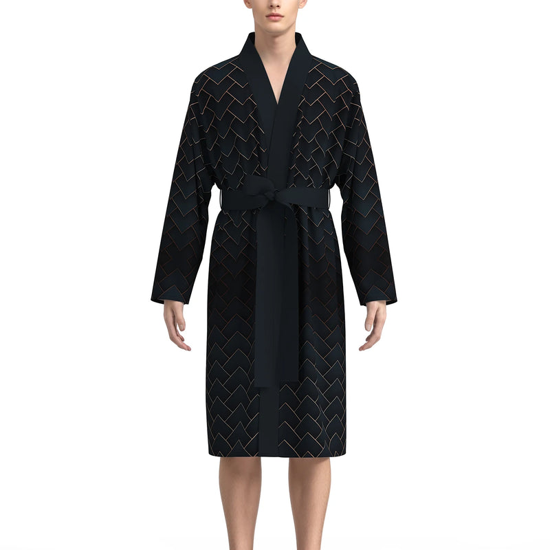 2026 new men's home robe 3D digital full-print casual bathrobe spring and summer thin quick-drying home robe with belt can be wo
