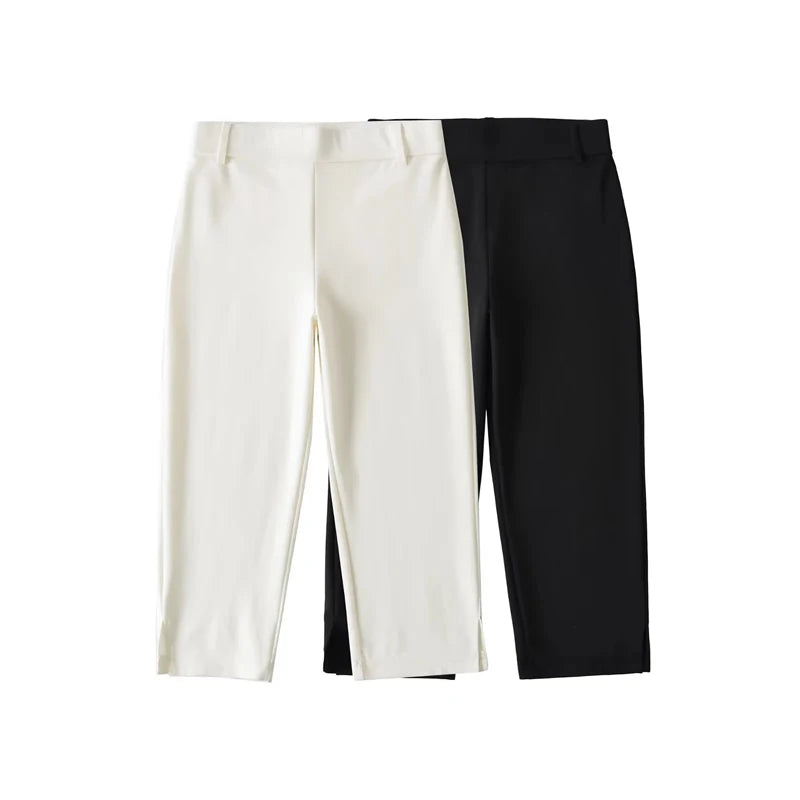 Women's Skinny Capri Pants With Side Split - View 5 | SAMAG