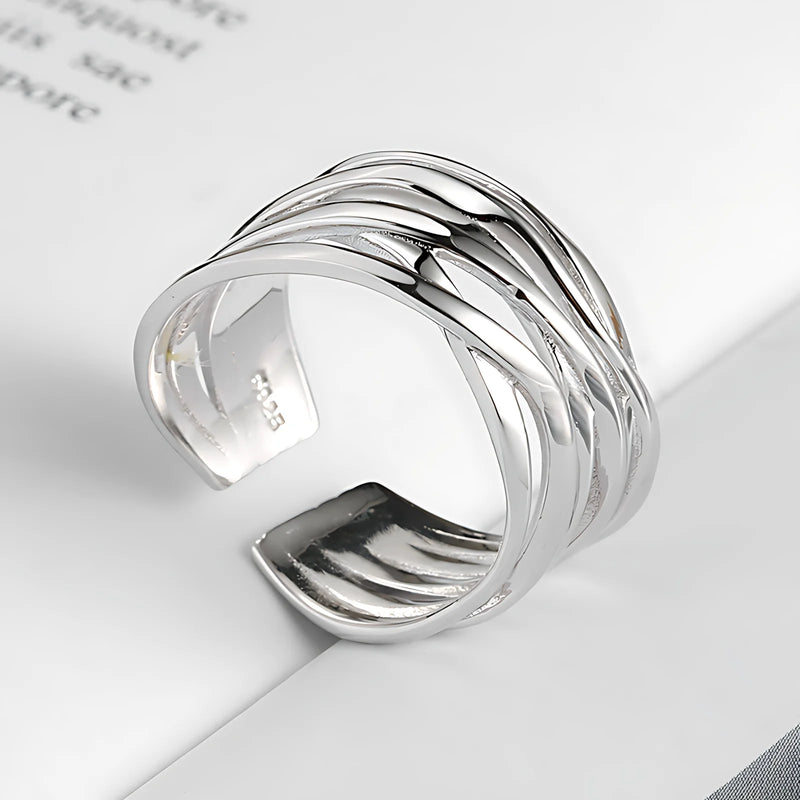 VENTFILLE 925 Sterling Silver Geometric Multilayer Round | SAMAG
