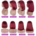 Burgundy Bob Wig 4C Hair Human Hair 13x5x1 Front Lace Straight Bob Wigs 99J Red Short Bob Wig Middle Part 100% Human Hair Wig