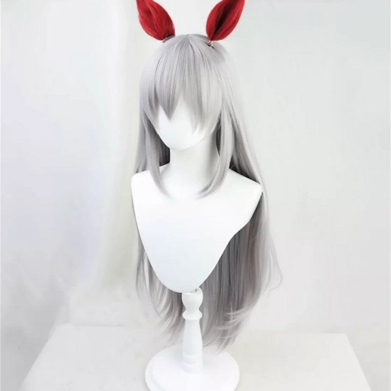 Cosplay Uma Musume Pretty Derby Tamamo Cross Wig Anime game party wig silver gray long straight wig ﻿