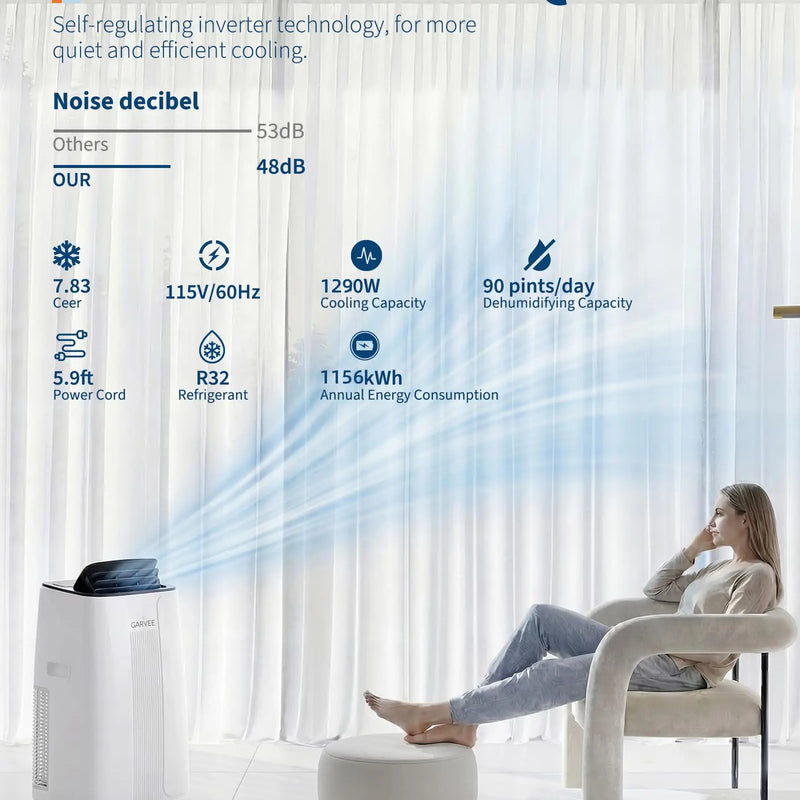 14000 BTU Portable Air Conditioner 4-in-1 Cool Dry Swing Fan Portable AC Unit with Remote LCD Display Child Lock Quiet Operation Fast Cooling Air Purification Dehumidifier Combo for Home Room Up to 800 Sq Ft