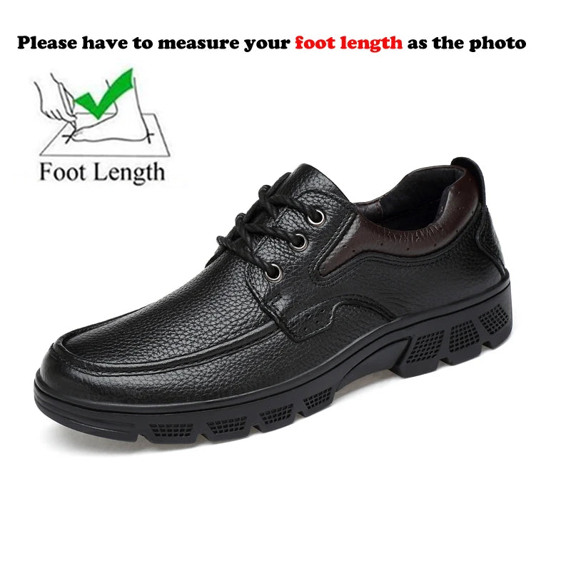 Autumn Winter Genuine Men's Leather Shoes Casual Business Plus Big Size 49 50 Black Brown