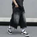 Men's Loose Ripped Denim Jeans 7 Point Calf Length Wide | SAMAG
