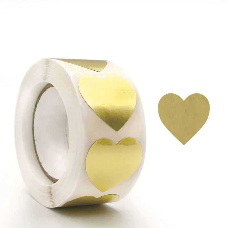 100-500PCS Thank You Stickers New Rolling Merci Stickers for Business Packaging Home Made Love Heart Shaped Sticker