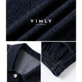 VIMLY Women's Two-piece Set 2026 Vintage Blue Denim Long Sleeve Coats Fashion Wide-leg Baggy Pant Matching Sets Female A2200