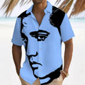 Simple Men's Shirt 3d Face Print Short Sleeve Beach | SAMAG