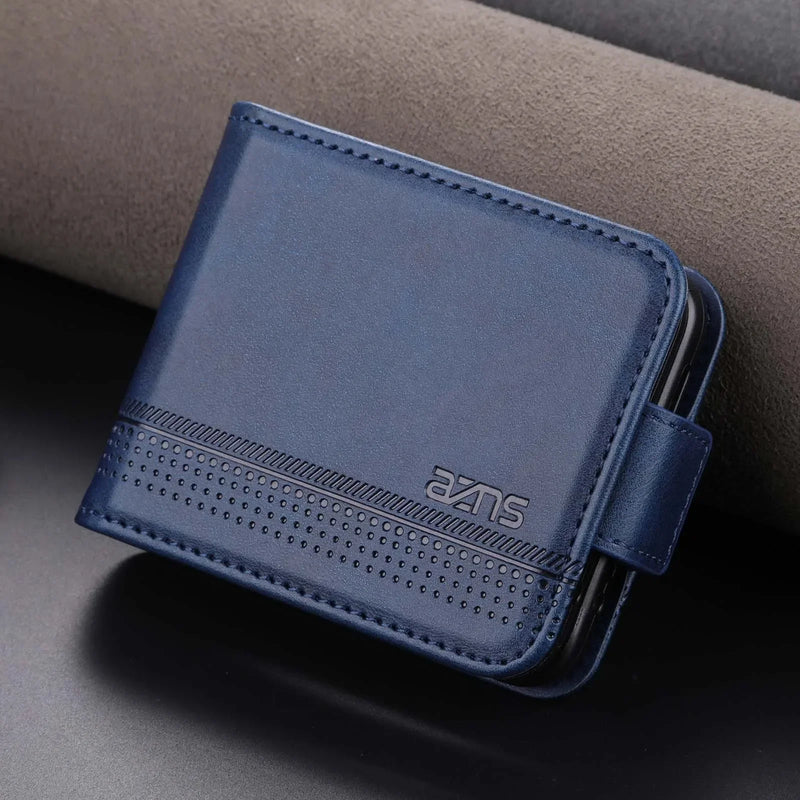 Leather Cards Solt Wallet Phone Case For Samsung Galaxy Z Flip 6 5 4 3 Flip5  Flip4  Flip6 5G Kickstand Shockproof Back Cover
