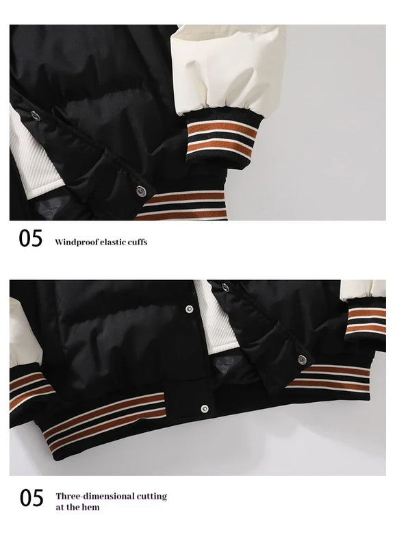 Men's Parka Cotton Padded Jacket Hooded Letter Embroidery Zipper Pockets Coldproof Outerwear Male Coat Streetwear Chic Hot Sales