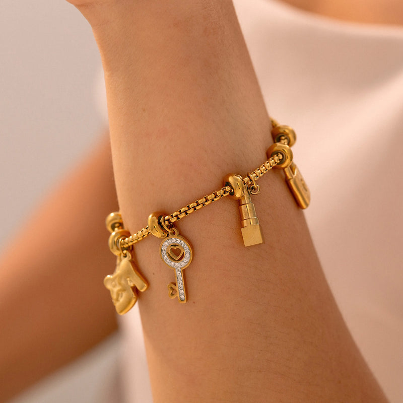 316L Stainless Steel Charm Bracelet For Women 18K Gold Plated Waterproof No Tarnish Multiple Different - Visuel 5 | SAMAG