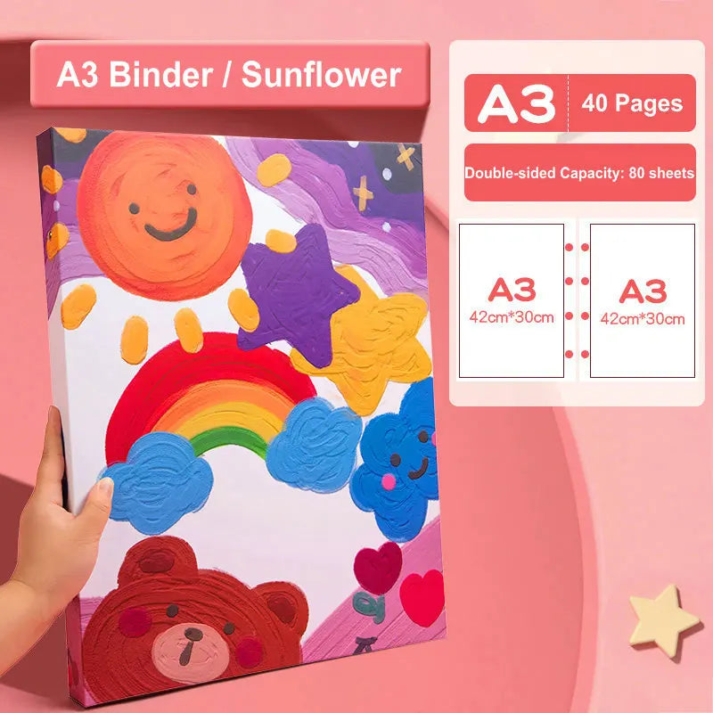 Portfolio Binder Folder A3 A4 A5 Document Organizer Art Drawing Paper Folder 4-Ring Binder PVC Pocket File Folder For Documents