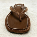 2026 Summer Brown Faux Suede Flip Flops Women Fashion Round Toe Clip Toe Flat Sandals Street Style Comfortable Women's Slippers