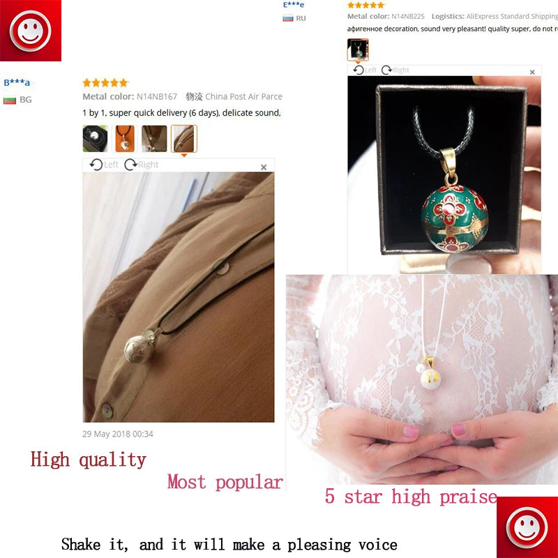 Eudora Harmony Ball Pendant Necklace Pregnancy Chime Ball Mexcian Bola Pendants Wishing Balls Fine Jewelry for Women Best Gift